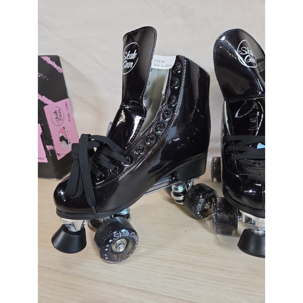 Skate Gear Black Glittery Roller Skates for Women Size 7 - Picture 3 of 12
